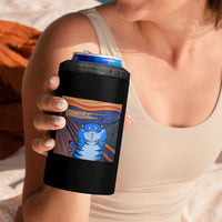 Blue Tiger Scream 4 in 1 Can Cooler Tumbler Cute Animal Anime Demon Aesthetic Painting - Wonder Print Shop