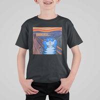 Blue Tiger Scream T Shirt For Kid Cute Animal Anime Demon Aesthetic Painting - Wonder Print Shop