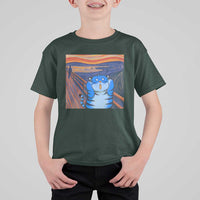 Blue Tiger Scream T Shirt For Kid Cute Animal Anime Demon Aesthetic Painting - Wonder Print Shop