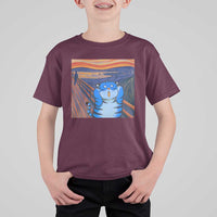 Blue Tiger Scream T Shirt For Kid Cute Animal Anime Demon Aesthetic Painting - Wonder Print Shop