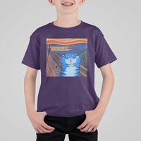 Blue Tiger Scream T Shirt For Kid Cute Animal Anime Demon Aesthetic Painting - Wonder Print Shop
