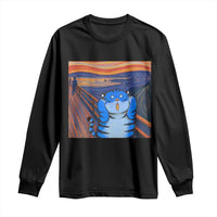 Blue Tiger Scream Long Sleeve Shirt Cute Animal Anime Demon Aesthetic Painting - Wonder Print Shop