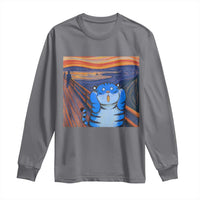 Blue Tiger Scream Long Sleeve Shirt Cute Animal Anime Demon Aesthetic Painting - Wonder Print Shop