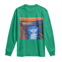Blue Tiger Scream Long Sleeve Shirt Cute Animal Anime Demon Aesthetic Painting - Wonder Print Shop
