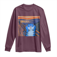 Blue Tiger Scream Long Sleeve Shirt Cute Animal Anime Demon Aesthetic Painting - Wonder Print Shop