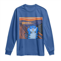 Blue Tiger Scream Long Sleeve Shirt Cute Animal Anime Demon Aesthetic Painting - Wonder Print Shop