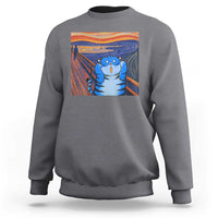 Blue Tiger Scream Sweatshirt Cute Animal Anime Demon Aesthetic Painting - Wonder Print Shop