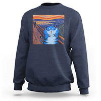Blue Tiger Scream Sweatshirt Cute Animal Anime Demon Aesthetic Painting - Wonder Print Shop