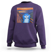 Blue Tiger Scream Sweatshirt Cute Animal Anime Demon Aesthetic Painting - Wonder Print Shop