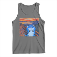 Blue Tiger Scream Tank Top Cute Animal Anime Demon Aesthetic Painting - Wonder Print Shop