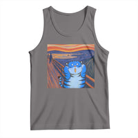 Blue Tiger Scream Tank Top Cute Animal Anime Demon Aesthetic Painting - Wonder Print Shop