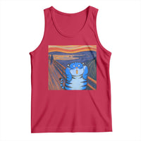 Blue Tiger Scream Tank Top Cute Animal Anime Demon Aesthetic Painting - Wonder Print Shop