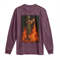 Funny Halloween Witch Long Sleeve Shirt Witch Lighting Cigarette With Flames Occult Unholy - Wonder Print Shop