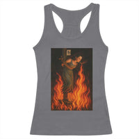 Funny Halloween Witch Racerback Tank Top Witch Lighting Cigarette With Flames Occult Unholy - Wonder Print Shop