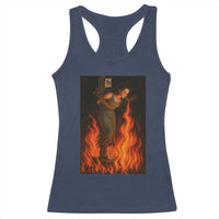 Funny Halloween Witch Racerback Tank Top Witch Lighting Cigarette With Flames Occult Unholy - Wonder Print Shop