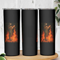 Funny Halloween Witch Skinny Tumbler Witch Lighting Cigarette With Flames Occult Unholy - Wonder Print Shop