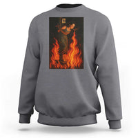 Funny Halloween Witch Sweatshirt Witch Lighting Cigarette With Flames Occult Unholy - Wonder Print Shop