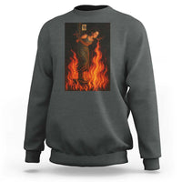Funny Halloween Witch Sweatshirt Witch Lighting Cigarette With Flames Occult Unholy - Wonder Print Shop
