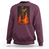 Funny Halloween Witch Sweatshirt Witch Lighting Cigarette With Flames Occult Unholy - Wonder Print Shop