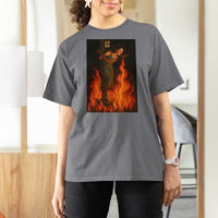 Funny Halloween Witch T Shirt For Women Witch Lighting Cigarette With Flames Occult Unholy - Wonder Print Shop