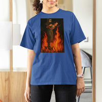 Funny Halloween Witch T Shirt For Women Witch Lighting Cigarette With Flames Occult Unholy - Wonder Print Shop