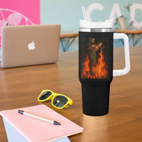 Funny Halloween Witch Tumbler With Handle Witch Lighting Cigarette With Flames Occult Unholy - Wonder Print Shop