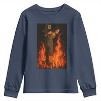 Funny Halloween Witch Youth Sweatshirt Witch Lighting Cigarette With Flames Occult Unholy - Wonder Print Shop