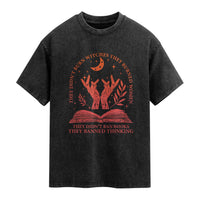 Feminist Witch Washed Cotton T-Shirt They Didnt Burn Witches Women Halloween Feminism