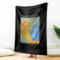 Van Gogh Kpop Fan Throw Blanket Blue Tiger Vintage Art Sunflower Cat
