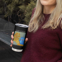 Van Gogh Kpop Fan Tumbler Cup Blue Tiger Vintage Art Sunflower Cat