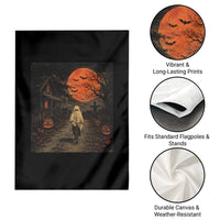 Halloween Spooky Ghost Biking Garden Flag Vintage Ghost Riding Bicycle Gothic Moonlit Pumpkin Autumn Graphic