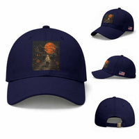 Halloween Spooky Ghost Biking Baseball Cap Vintage Ghost Riding Bicycle Gothic Moonlit Pumpkin Autumn Graphic