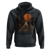 Halloween Spooky Ghost Biking Hoodie Vintage Ghost Riding Bicycle Gothic Moonlit Pumpkin Autumn Graphic