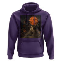 Halloween Spooky Ghost Biking Hoodie Vintage Ghost Riding Bicycle Gothic Moonlit Pumpkin Autumn Graphic