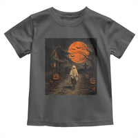 Halloween Spooky Ghost Biking Toddler T Shirt Vintage Ghost Riding Bicycle Gothic Moonlit Pumpkin Autumn Graphic