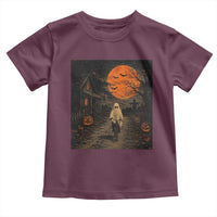 Halloween Spooky Ghost Biking Toddler T Shirt Vintage Ghost Riding Bicycle Gothic Moonlit Pumpkin Autumn Graphic