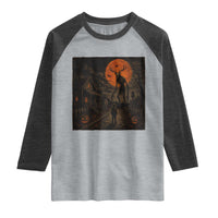 Wendigo Halloween Raglan Shirt Vintage Deer Skull Spooky Night Graphic