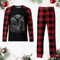 Cryptid Monsters Urban Legends Plaid Pajama Set Vintage Dark Folklore Leave Before Dark Graphic