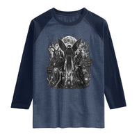 Cryptid Monsters Urban Legends Raglan Shirt Vintage Dark Folklore Leave Before Dark Graphic