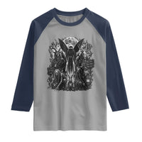 Cryptid Monsters Urban Legends Raglan Shirt Vintage Dark Folklore Leave Before Dark Graphic