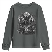 Cryptid Monsters Urban Legends Youth Sweatshirt Vintage Dark Folklore Leave Before Dark Graphic