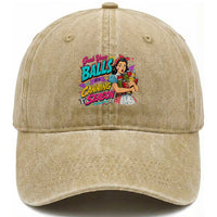 Grab Your Balls Its Canning Season Funny Food Preservation Washed Cotton Baseball Cap Retro Pop Art Graphic