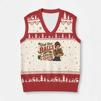 Grab Your Balls Its Canning Season Funny Food Preservation V-Neck Knit Sweater Vest Vintage Retro Country Girl Graphic