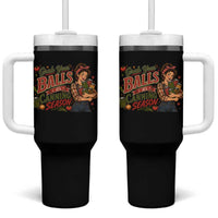 Grab Your Balls Its Canning Season Funny Food Preservation Tumbler With Handle Vintage Retro Country Girl Graphic