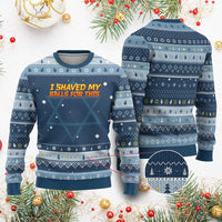I Shaved My Balls For This Hanukkah Ugly Sweater Funny Rude Meme Exchange Gag Gift - Wonder Print Shop