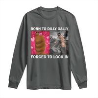 Marcus The Worm Meme Long Sleeve Shirt Born To Dilly Dally Forced To Lock In Funny Cute Brainrot - Wonder Print Shop