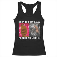 Marcus The Worm Meme Racerback Tank Top Born To Dilly Dally Forced To Lock In Funny Cute Brainrot - Wonder Print Shop