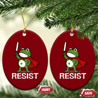 Resist Frog With Sword Ceramic Ornament No Kings Portland Protest - Wonder Print Shop