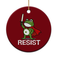 Resist Frog With Sword Ceramic Ornament No Kings Portland Protest - Wonder Print Shop