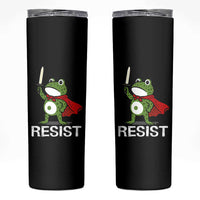 Resist Frog With Sword Skinny Tumbler No Kings Portland Protest - Wonder Print Shop